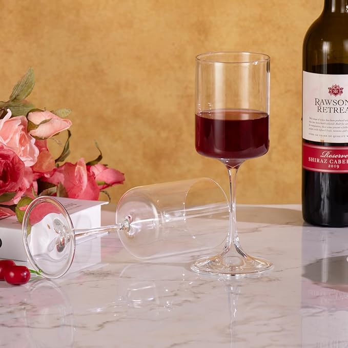KAMMAK Wine Glasses Set of 2, 13.53 oz Hand Blown Bordeaux Wine Glasses, Thin Rim & Long Stem, Perfect for Red & White, Daily Use, Wedding or Birthday Gift with Gift Box, Fully Clear