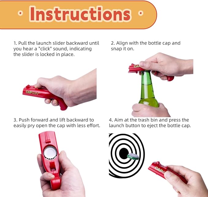 Bottle Openers (1, Grey) – Fun Cap Launcher for Parties, BBQ, Bar Games