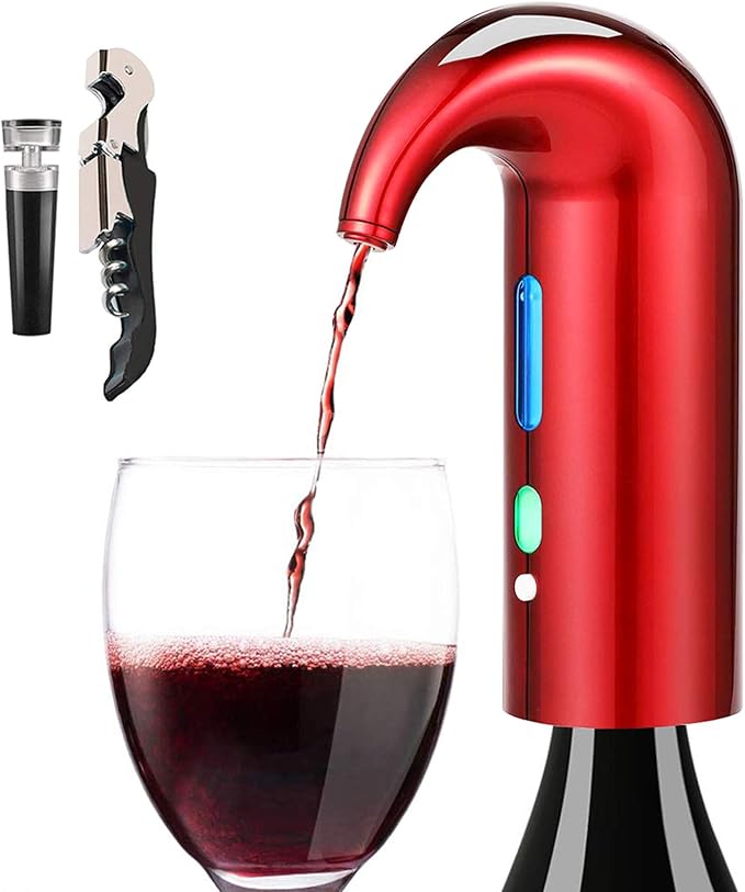 Fathers Day Wine Aerator Electric Wine Decanter – Easy One Touch Red & White Wine Accessories, Ideal for Beginners and Enthusiasts, Spout Pourer, Wine Preserver – Best Mothers Day Gift for Mom