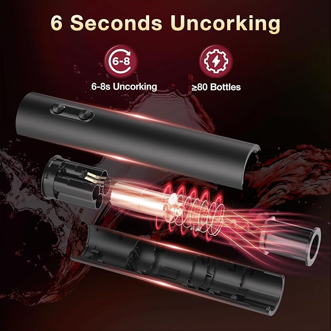 Electric Wine Opener, BABONIR Automatic Corkscrew with Foil Cutter, One-Button Operation for Effortless Cork Removal, Perfect Wine Gift for Wine Lovers, Thanksgiving, Christmas, Party & Home