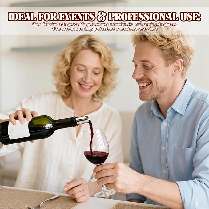120Pcs Individually Wrapped 3-Inch Wine Pourer Discs, Disposable Anti-Drip Liquor Pour Spouts for Wine & Liquor Bottles, No-Rinse Single-Use Design Avoids Cross-Flavors