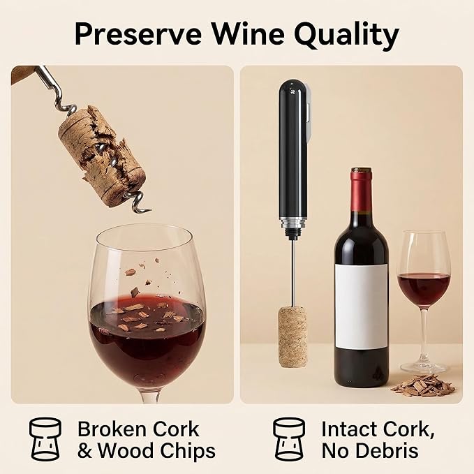 Wine Bottle Opener, Air Pressure Wine Corkscrew With Cutting Wine Bottle Foil Knife, Effortlessly Open Wine Bottles Without Damaging Corks, Easy-to-Use(Black) (black)