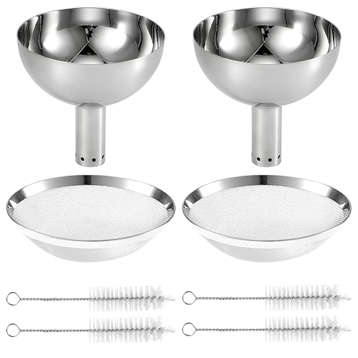 2 Set Wine Aerator Funnel with Mesh Filter & Brushes, Stainless Steel Wand Wine Purifier, Sediment Strainer and Pourer for Aerating Decanter, Christmas Gift for Drinking Enthusiasts