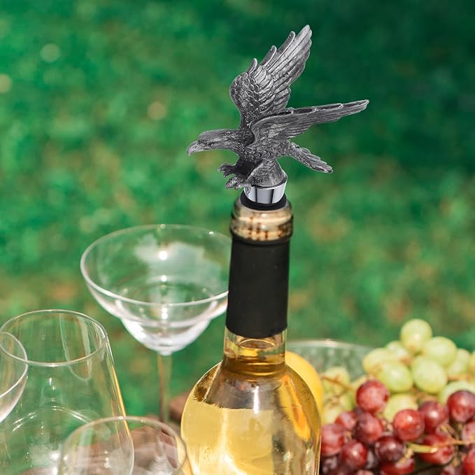 OSALADI Zinc Alloy Eagle Wine Bottle Stopper Reusable Decorative Plug for Wine Preservation Easy to Use High Sealing Performance