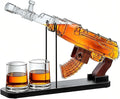 Gifts for Men Dad, Guns Whiskey Decanter Set for Men - Gun Decanter, Detachable Magazine & 2 Full Size Whiskey Glasses, Liquor Dispenser for Bar, Cool Anniversary Birthday Military Present Ideas Gift