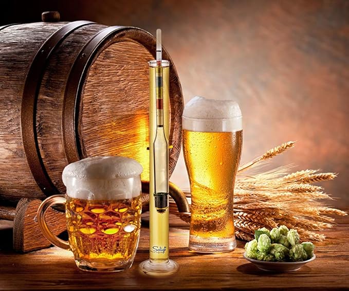 SOLIGT Triple Scale Hydrometer and Glass Test Jar for Wine, Beer, Mead & Cider - ABV, Brix and Gravity Test Kit
