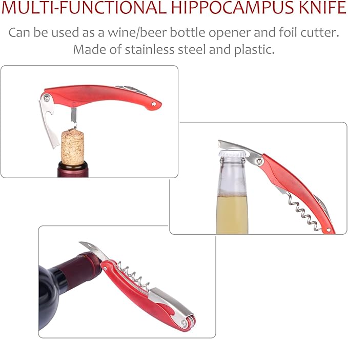 Wine Accessories Gift Set - 5 Pcs Deluxe Wine Corkscrew Opener Sets Bottle Shape in Elegant Gift Box