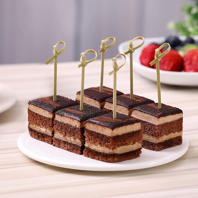 100 PCS Cocktail Picks, 4.7 Inch Toothpicks for Appetizers, Natural Bamboo Knot Skewers, Mini Food Sticks, Fancy Tooth Picks for Drinks,Fruit,Charcuterie,Cocktail Garnish Accessories, Party Supplies