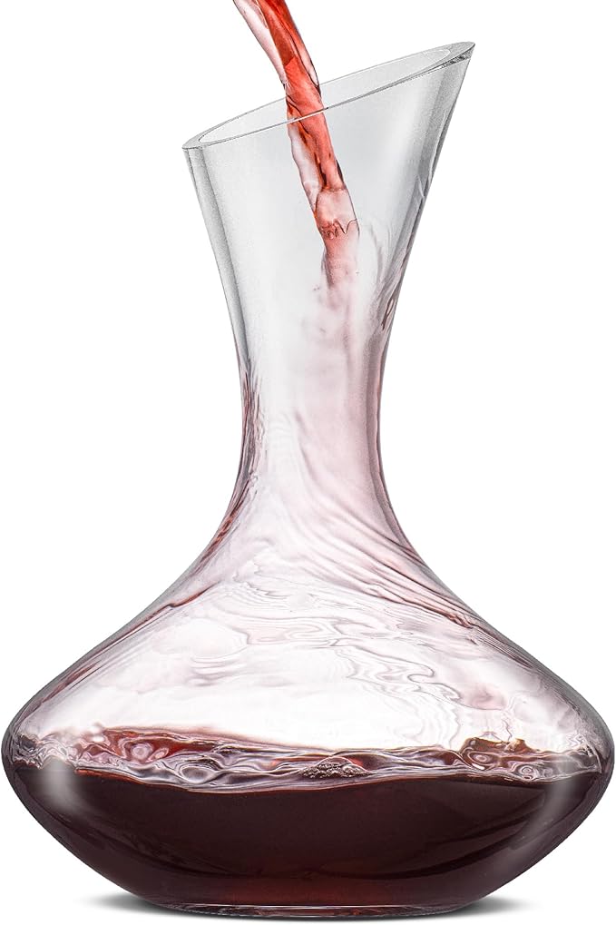 JoyJolt Lancia Hand Blown Crystal Wine Decanter and Aerator Glass Red Wine Carafe 750ML