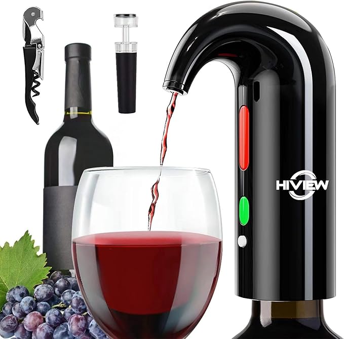 Electric Wine Aerator,Wine dispenser,Aeration and Decanter Wine Pourer,Red White Wine Accessories,Father's Day Wine Gifts for Men-Black