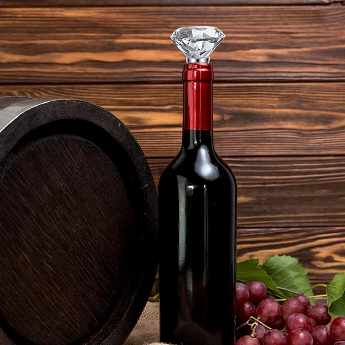 2 PCS Crystal Wine Toppers For Wine Bottles, Crystal Decorative Wines Stoppers, Decorative Glass Wines Stopper with Rhinestones for Gifts and Home Bar