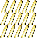 15PCS Mini Tongs for Serving, Metal Tong Stainless Steel Gold Tongs, 4.25Inch Small Sugar Tong, Kitchen Mini Serving Tongs for Appetizers, Ice, Charcuterie, Gold Utensil for Dessert Table, Tea Party