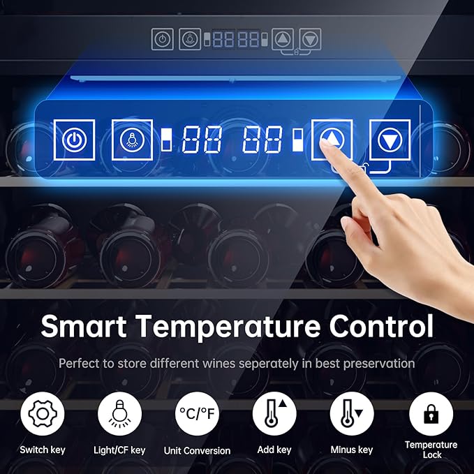 KingChii 141 Bottle Wine Cooler Refrigerator Dual Zone Wine Fridge with Professional Compressor - Stainless Steel & Tempered Glass, Freestanding for Home, Office, Kitchen
