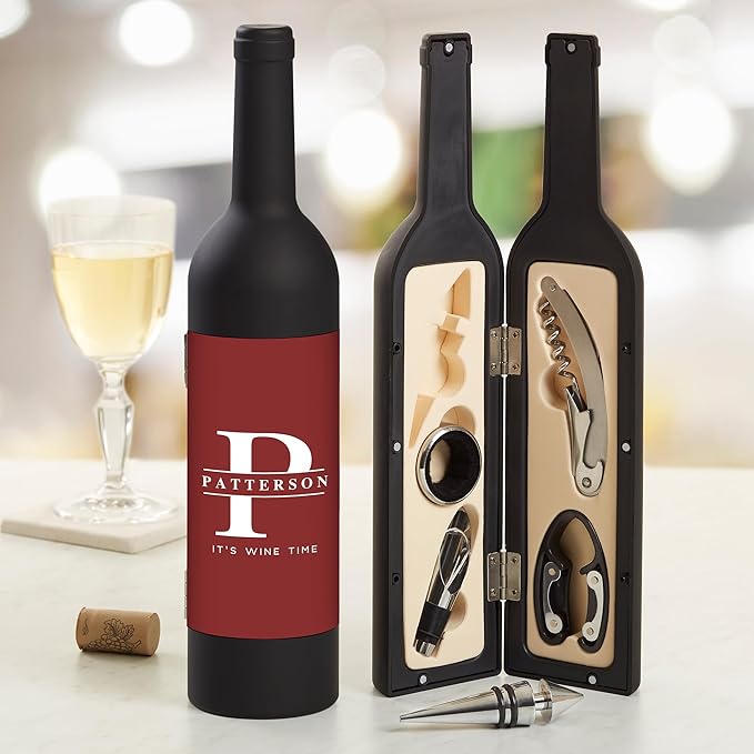 Personalization Universe Lavish Last Name Personalized Wine Accessory 5pc Kit