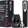 Rechargeable Electric Wine Bottle Opener - Charging Base and Foil Cutter Included with Automatic Wine Opener - Electric Corkscrew for Easy Cork Removal - Best Gift for Wine Lover (Black & Silver)
