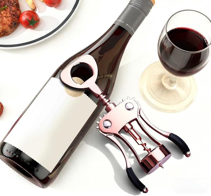 Wine Opener, Zinc Alloy Premium Wing Corkscrew with Multifunctional Bottles Opener, Sharp Wine Corkscrew with Ergonomic Non-Slip Wing Handle, Upgrade