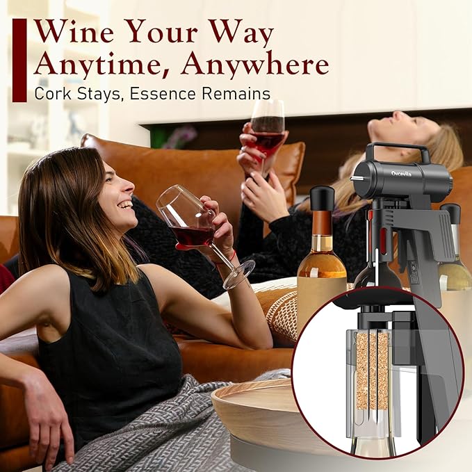 Revolutionary Wine Preservation System & Electric Opener: Built-In Aerator, 5-Week Vacuum Saver, and Precision Wine Dispenser | Luxury Wine Accessories for Discerning Wine Lovers