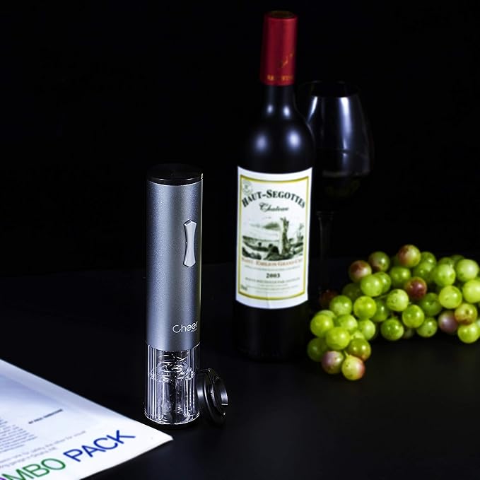 Electric Wine Opener Automatic Cordless One Touch Wine Opener Battery-Operated Corkscrew Foil Cutter and Batteries Included(Silver)7717-W102-023