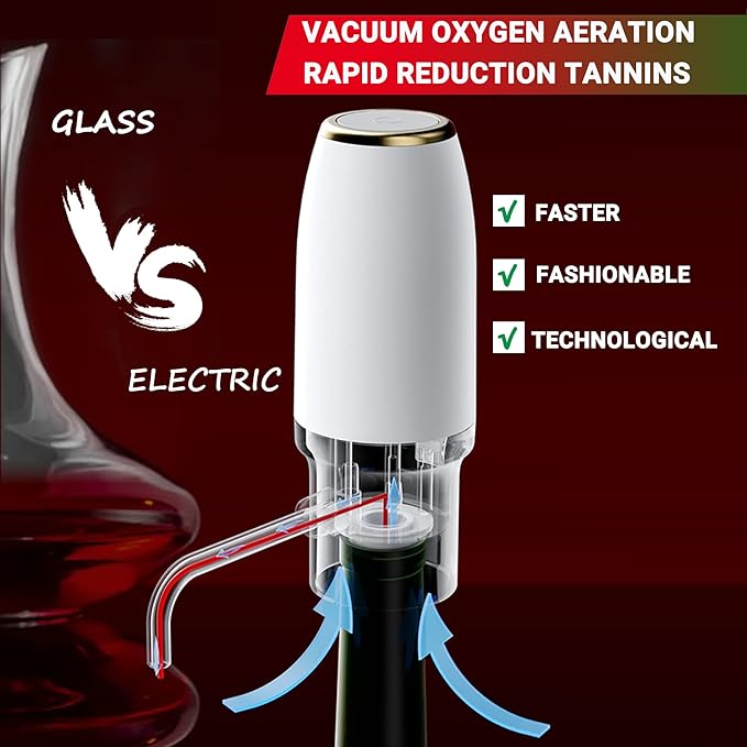 Electric Wine Aerator Decanter Pourer Automatic Dispenser with USB Rechargeable for Wine Lovers