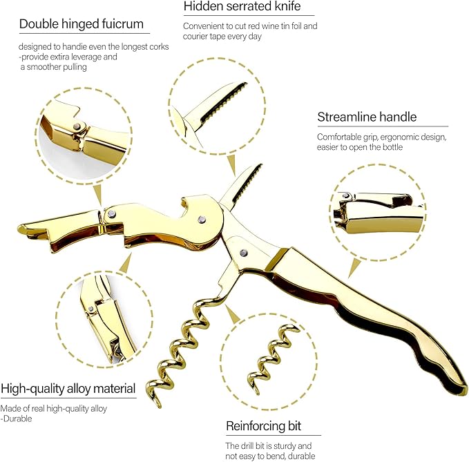 Waiters Corkscrew Professional Wine openers,stainless steel Wine Key for Restaurant Waiters,Classic All-in-one Corkscrew, Bottle Opener and Foil Cutter