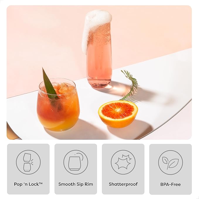 TOSSWARE POP 12oz Stemlesss Gold Rim Wine Glass Set of 48, Premium Quality, Recyclable, Unbreakable & Crystal Clear Plastic Cocktail Glasses