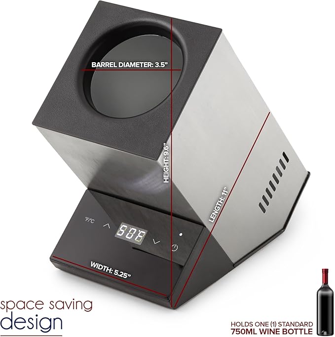 Modern Innovations Electric Wine Chiller, Single Bottle Wine Cooler in Stainless Steel, 750ml Wine Bottle Chiller, Rapid Beverage, Champagne, Drink Chiller, Gifts for the Wine Lover, Wine Coolers