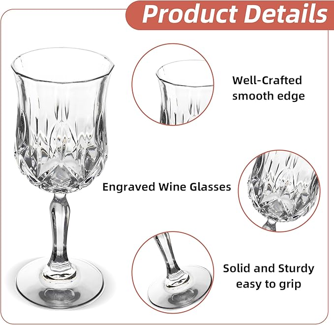 UMEIED 12 Pack 7.2oz Wine Glasses, Small Stemware for Red Wine, Port, Sherry, Dessert Wine, Crystal Clear Classic Glass Goblets Elegant Glassware for Restaurants, Bars, Home Use