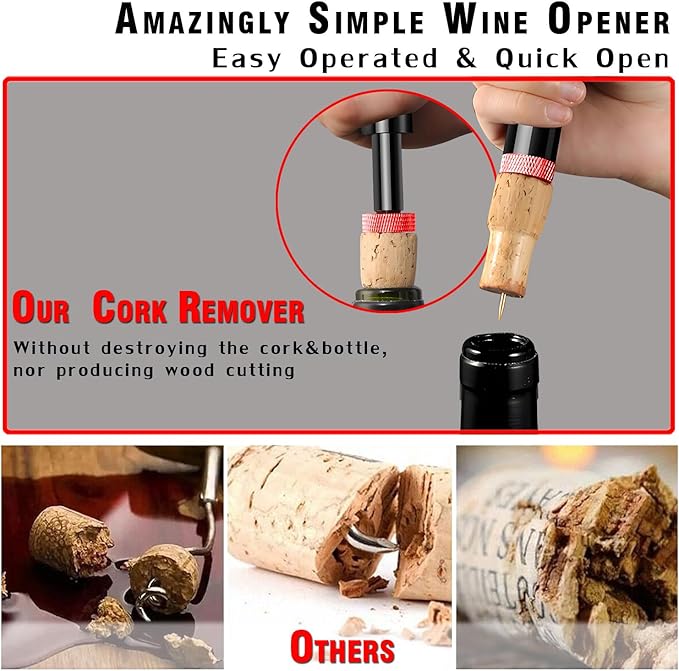 Mini Wine Opener | Travel Portable Pocket Air Pressure Pump Wine Bottle Opener | Assemblable Design Corkscrew 7S Quick Bottle Opening | for Home, Restaurant, Party,Wine Lovers (Red)