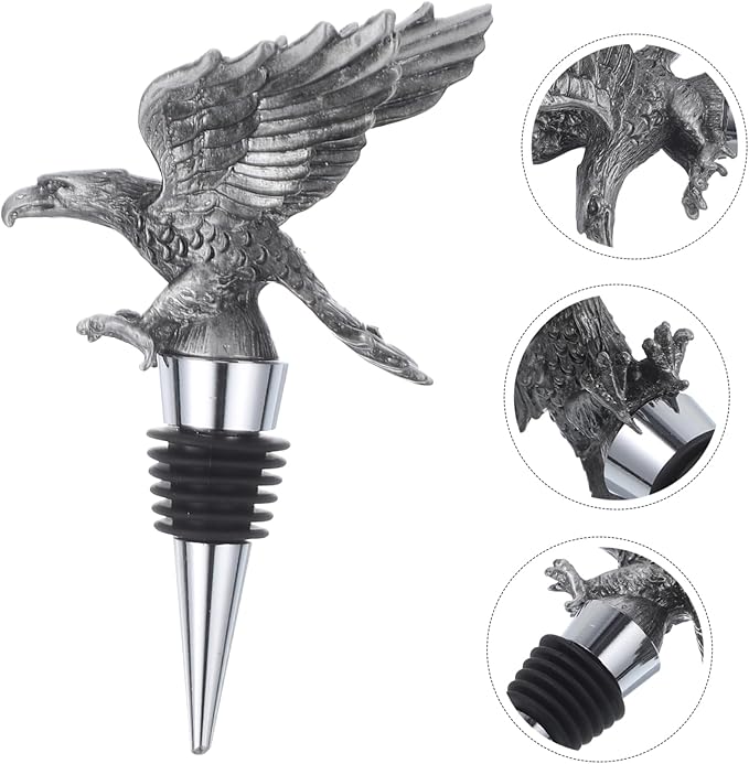 Eagle Wine Bottle Stopper Reusable Metal Wine Sealer Decorative Eagle Head for Home Bar
