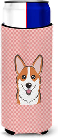 Checkerboard Pink Corgi Ultra Beverage Insulators for slim cans BB1254MUK