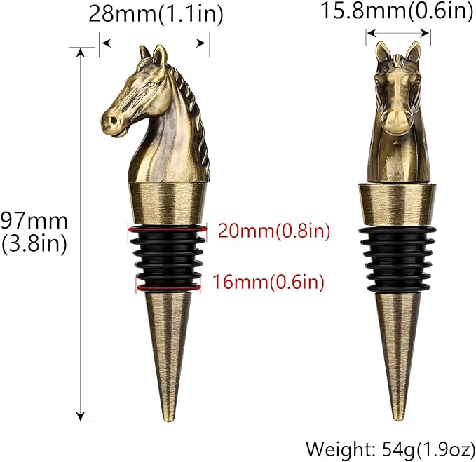 Horse Bar Gift Set, Horse Beer Opener & Horse Head Wine Stopper, Equestrian Gifts for Men, Dad, Coach, Horses Lovers, Bronze with Gift Boxes, Perfect Birthday, Father’s Day, Xmas Present