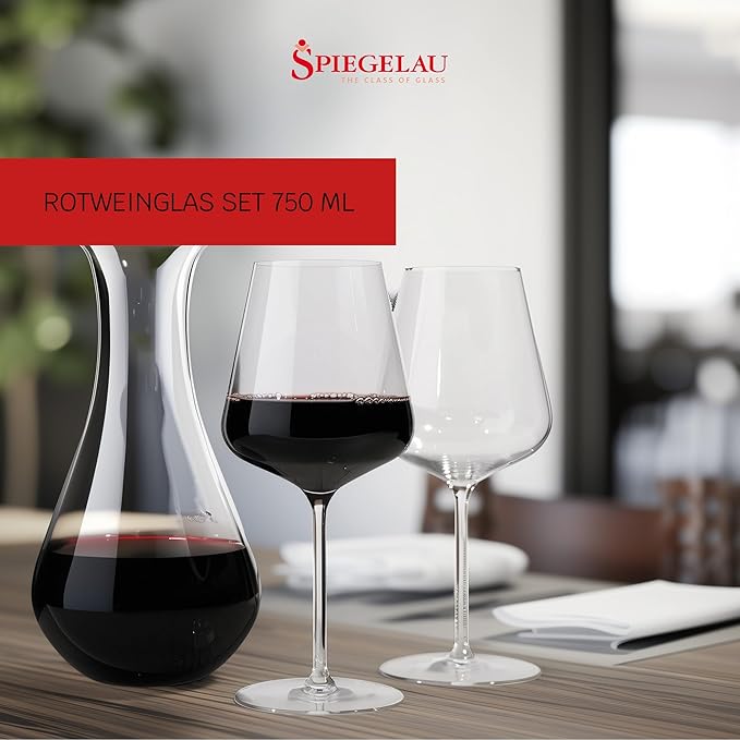 Spiegelau Definition Bordeaux Wine Glasses Set of 2 – Large Red Wine Glasses for Cabernet Sauvignon & Merlot – Lead-Free Crystal Stemware for Home Bar & Special Occasions