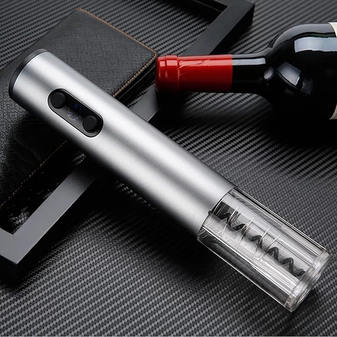 Electric Wine Opener, Battery Operated Wine Bottle Openers One-click Button Reusable Automatic Wine Corkscrew Remover for Wine Lovers Gift Home Kitchen Party Bar Wedding,Gray