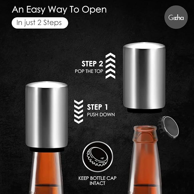 Automatic Stainless Steel Bottle Opener Push Down (Silver)