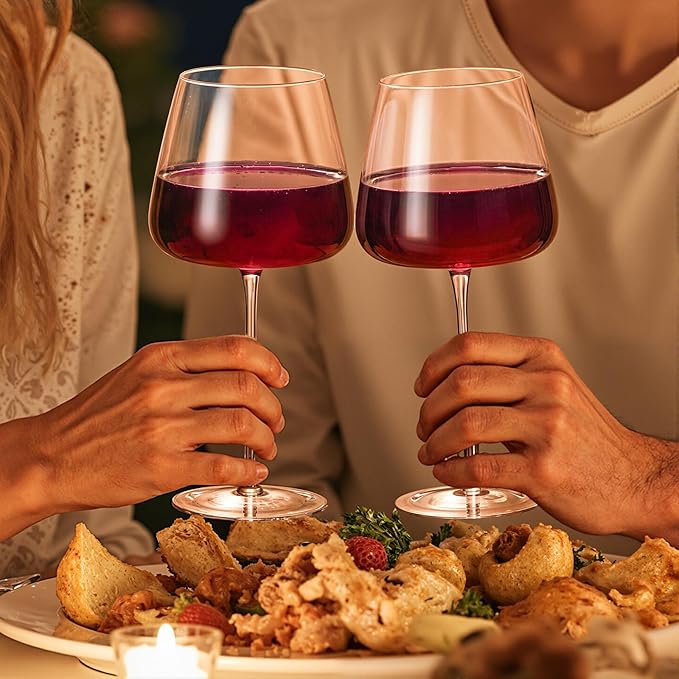 KAMMAK Wine Glasses Set of 2, 25.36 oz Hand Blown Crystal Bordeaux Wine Glasses, Thin Rim & Long Stem, Perfect for Red & White, Daily Use, Wedding or Birthday Gift with Gift Box, SD-BL23176