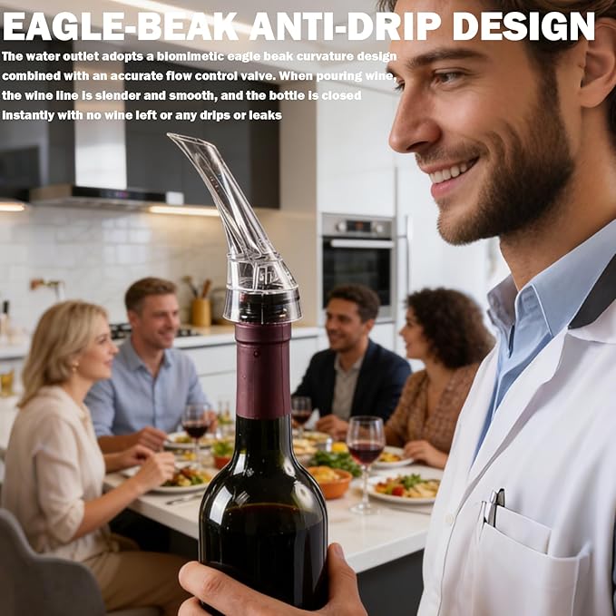 2 Pcs Wine Aerator Pourer,Wine Air Aerator, Professional Wine Aerator For Superior Flavor, Enhanced Bouquet & Rich, Smooth Finish. No-Leak, No-Drip, Spill-Free Design