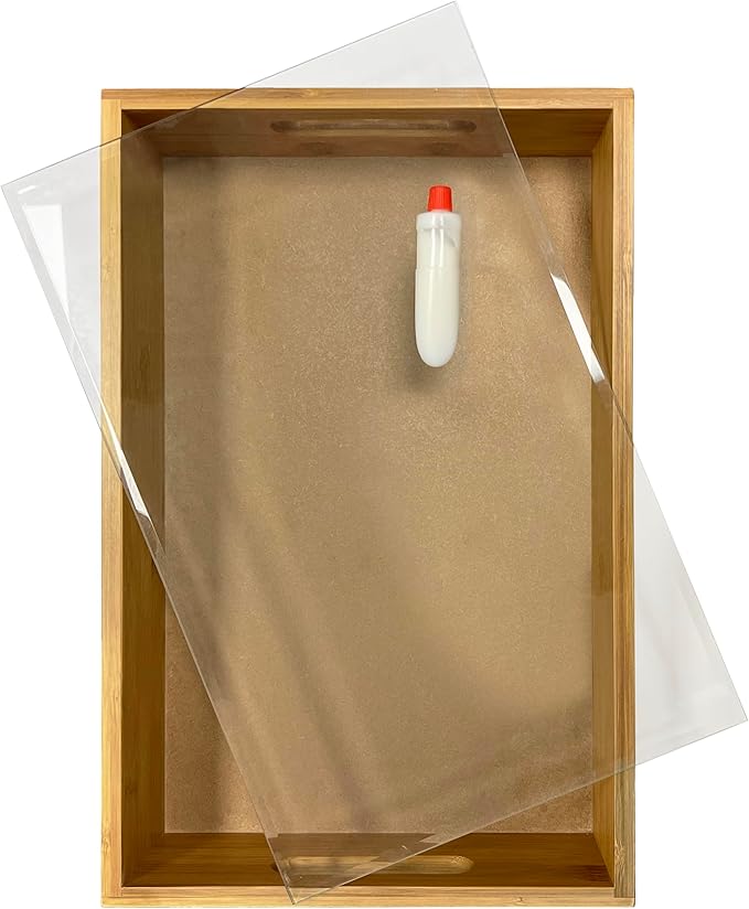 Oenophilia Greenophile Bamboo Cork Service Tray Kit with Handles, 100% Bamboo, Glass Pane, Serving Platter for Wine, Beer, Charcuterie, Appetizers, and More, Do-it-Yourself, Corks NOT Included