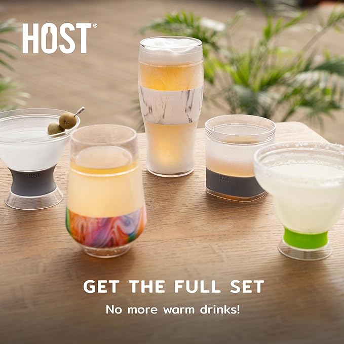 Host Freeze Double Wall Stemless Wine Glasses, Freezable Cooling Tumblers for Red & White Wine, Insulated Chilling Cups with Rainbow Silicone Grips for Moms, Birthday Gifts for Women, 8.5 oz, Set of 2