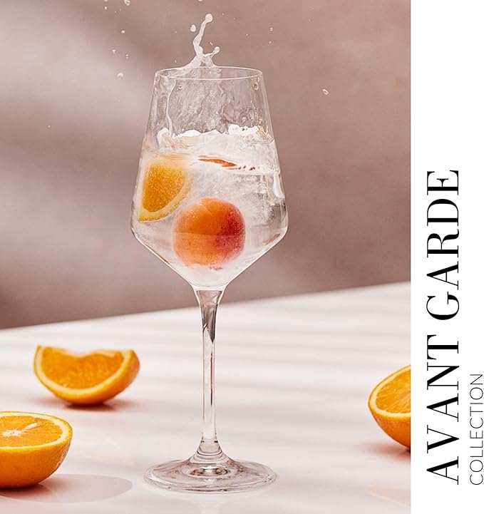 Krosno Large White Wine Glasses Set of 6, 13.2 oz, Avant-Garde Collection, Crystal Glass,Long Stem Wine Glasses for Wines and Cocktails, Glass Set for All Occasions, Dishwasher Safe, Made in Europe