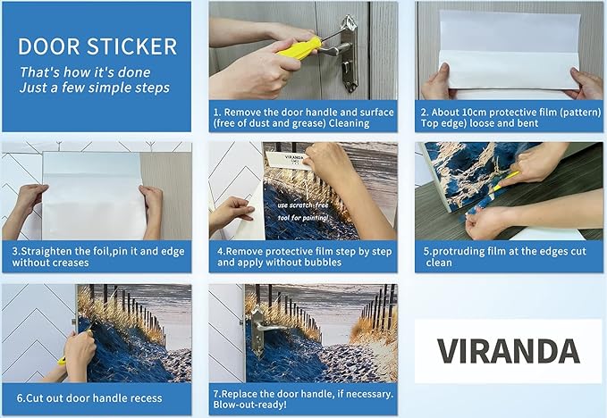 3D Peel & Stick Murals - Wooden Door Wallpaper Self-Adhesive, Removable PVC Waterproof Bedroom/Living Room Decor 35.4 x 78.7 inch