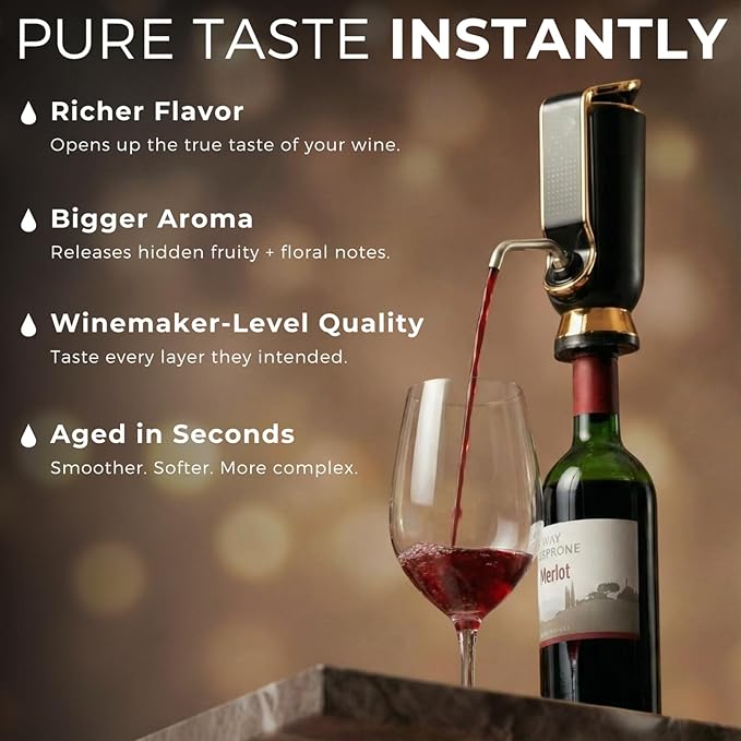Wine Aerator, Preserver & Dispenser,4-in-1 Electric Wine Aerator with LED Display,Long Lasting Freshness,A Luxurious Gift for Wine Lovers and Women