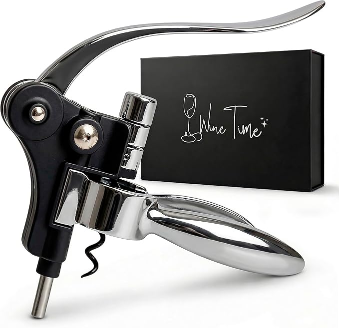 Complete Corkscrew Wine Opener Set With 7 Essential Accessories – Luxury Corkscrew Wine Opener Set for Effortless Uncorking & Wine Preservation – The most Elegant Wine Opener Gift Set (Pure Silver)
