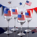 SiliFine 4 Pcs 4th of July Patriotic Party Stemmed Wine Glasses Hand Painted American Flag Drinking Cup Wine Glasses Gifts for Independence Day Theme Holiday Party Supplies