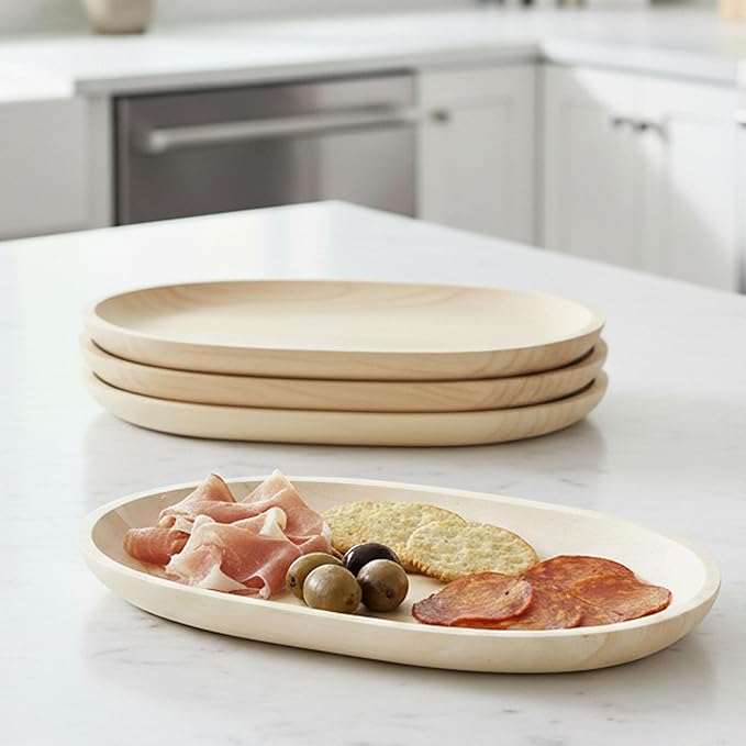 Woodard & Charles Set of 4 Personal Serving Trays – Perfect for Charcuterie, Breakfast Baked Goods, Sushi, Crudites
