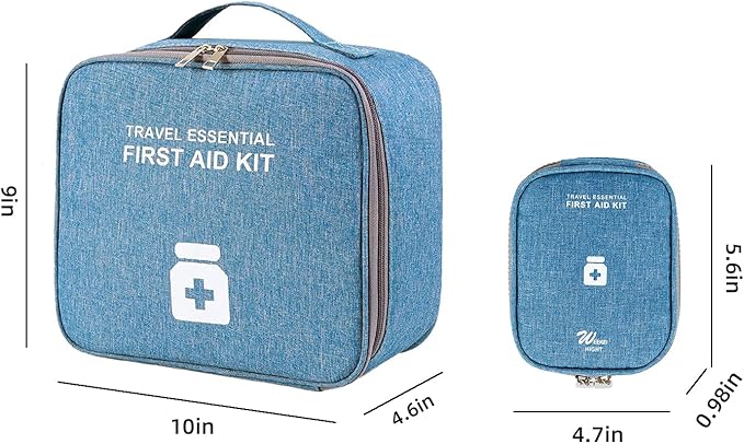 TOPASION First Aid Bags Empty, Travel Medicine Bag, Medical Supplies Organizer Bag, Portable Kit for Traveling, Car, Home, Camping, Office, Hiking, Outdoor (Cationic Sky Blue)