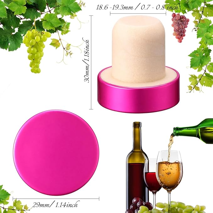 Yookeer T-shaped Stopper Cork Wine Bottle Stoppers Reusable Wine Sealing Plug for Beer Bottles DIY Craft(Rose Red,24 Pieces)