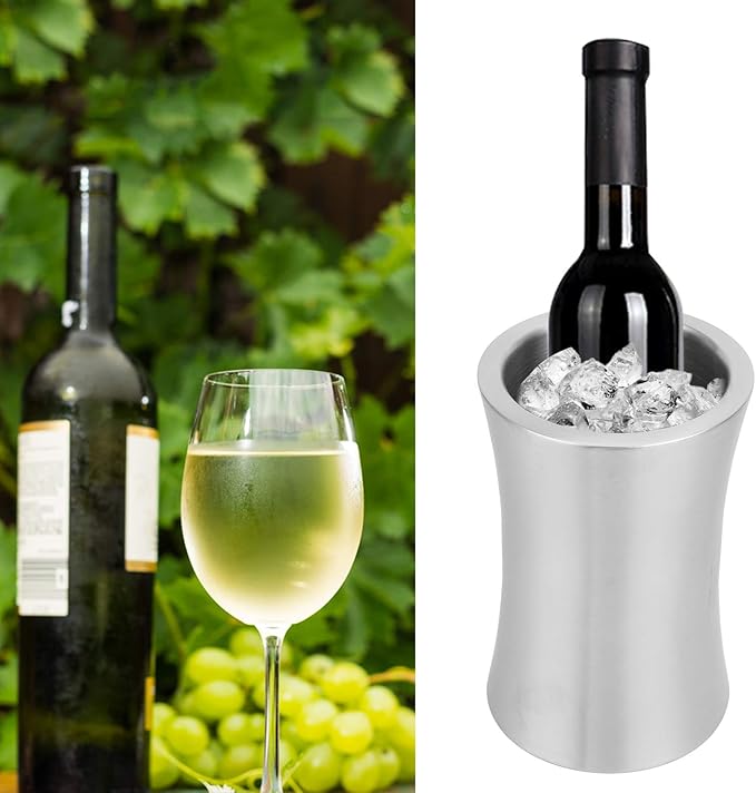 Tyenaza Wine Chiller for Bottles, Double Wall Stainless Steel Insulated Wine Chiller Bucket Champagne Cooler Bucket Beer Ice Bucket for Party Bar