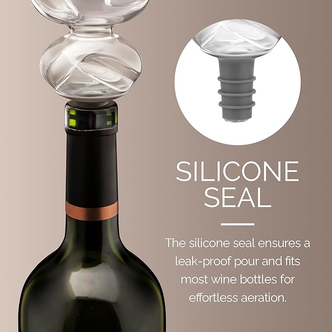 Final Touch Conundrum Bottle Wine Aerator - Instant Oxygenation, Multi-Stage Aeration System, Enhances Flavor & Aroma, No Wait Decanting, Ideal for Wine Tasting (WA80)
