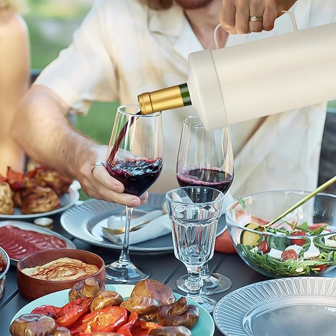 Wine Bottle Chiller with Handle | Portable Rapid Cooling Champagne Insulator | Stainless Steel Wine Cooler Sleeve | Ideal Gift for Wine Lover | | Perfect for Dinner Parties & Outdoor Picnics