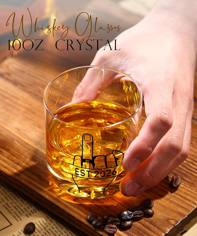 comfit Engagement Gifts for Couples 2026 - Bridal Shower Gift - Valentine's Day,Wedding Gifts for Couples, His and Hers, Newlywed - Wine&Whiskey Glass for Mr and Mrs